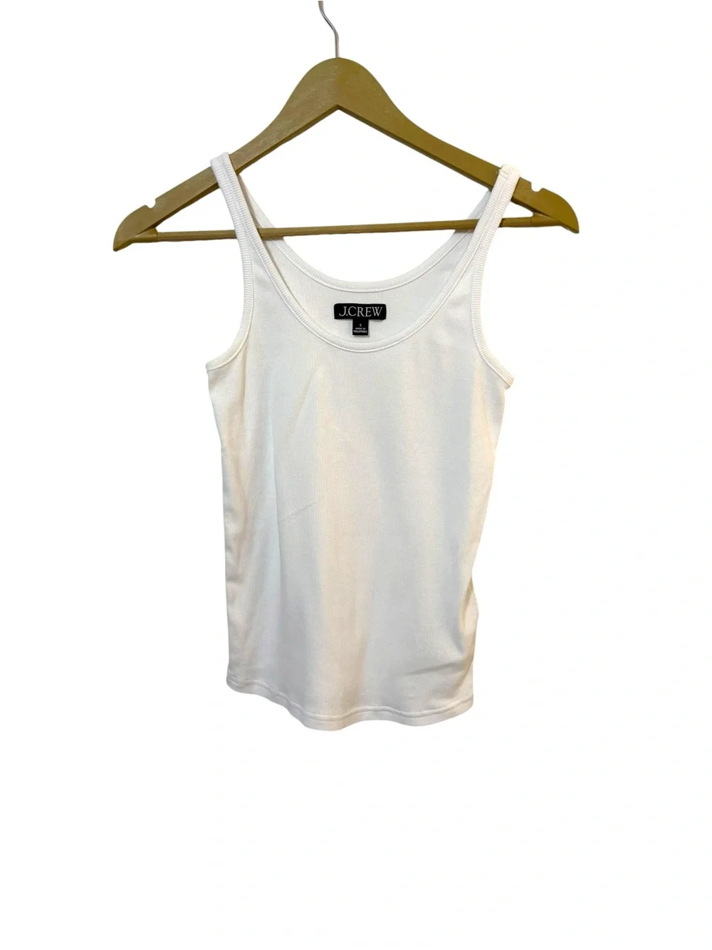 J. Crew Size Small White Fine Rib Scoopneck Tank Top Neutral Minimalist Casual